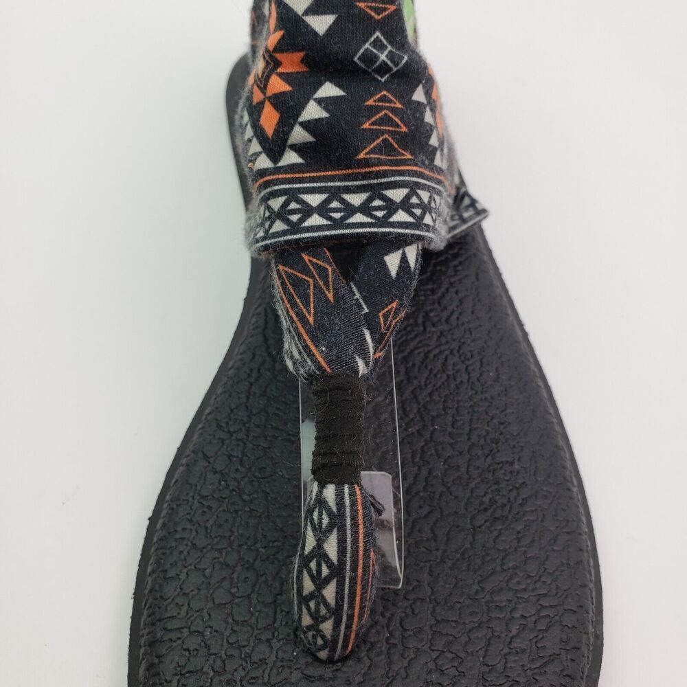 Sanuk Yoga Sling Womens Size 8 Black Orange Aztec Comfort Casual Flat Sandals - Picture 9 of 12